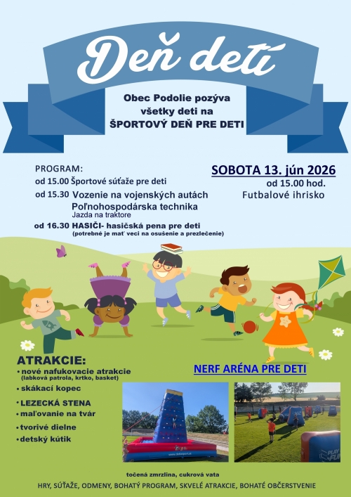 Pozývame všetky deti na DEŇ DETÍ V PODOLÍ – fotografia 1